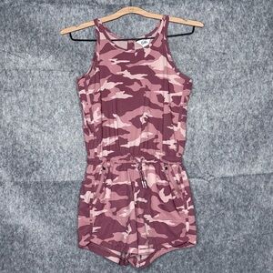 Athleta Girl Pink Camouflage On the Go Romper- Sz‎ L (12)